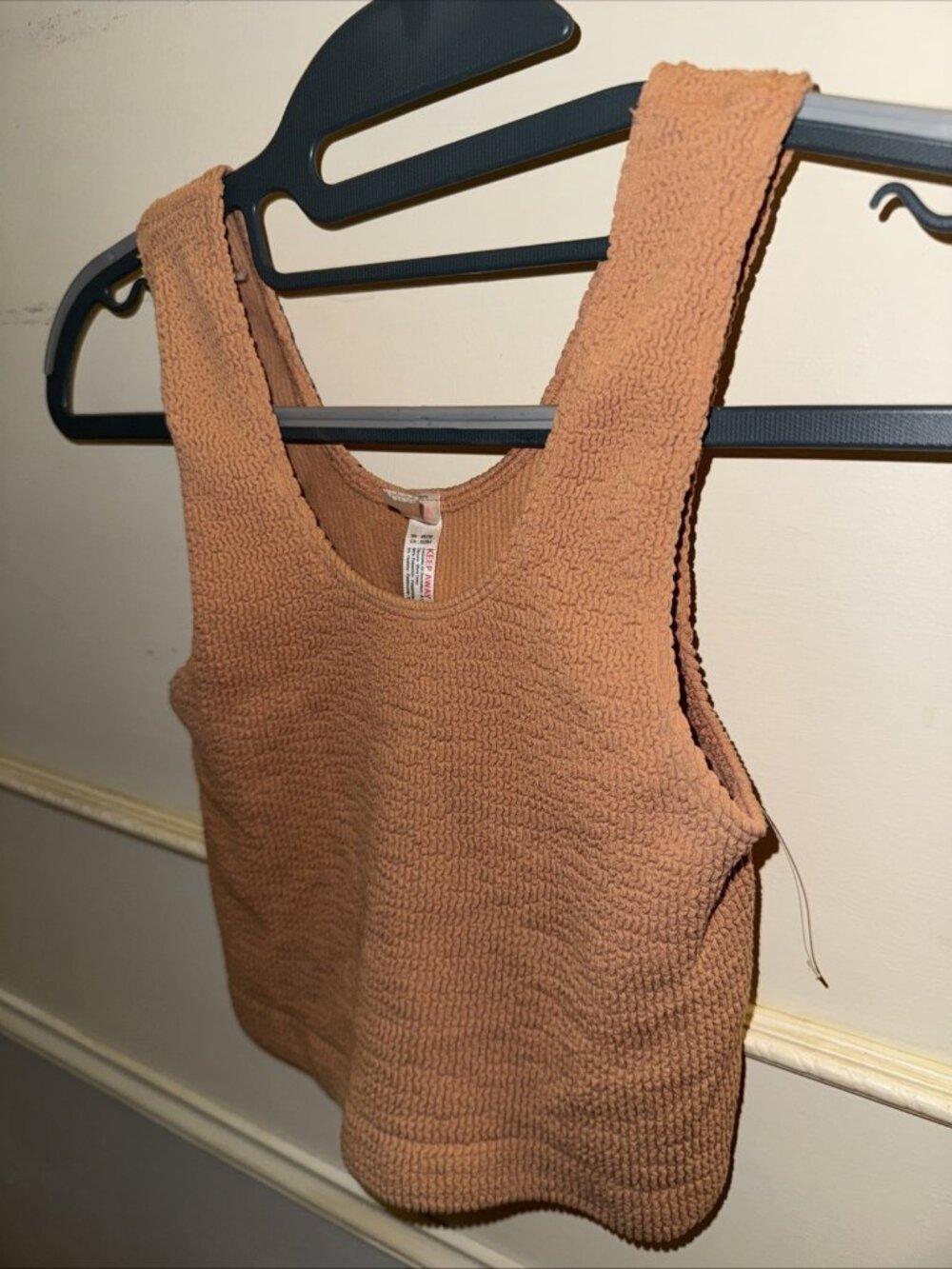 Free People FP Movement Ribbed Squiggled Seamless Crop Tank Top Clay Orange - Picture 3 of 6